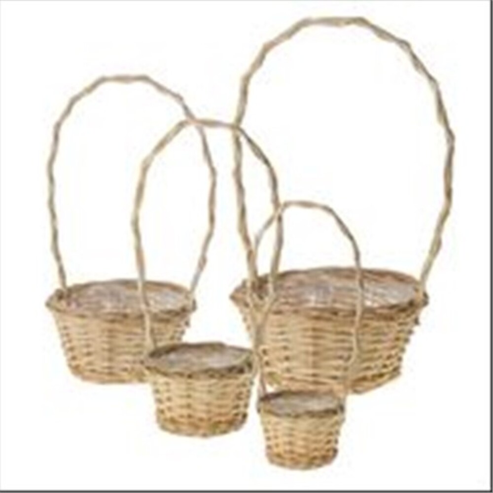 Корзина плетеная (ива), D28xH14/49 см - D15xH9/37 см, набор (4 шт) Натуральный
