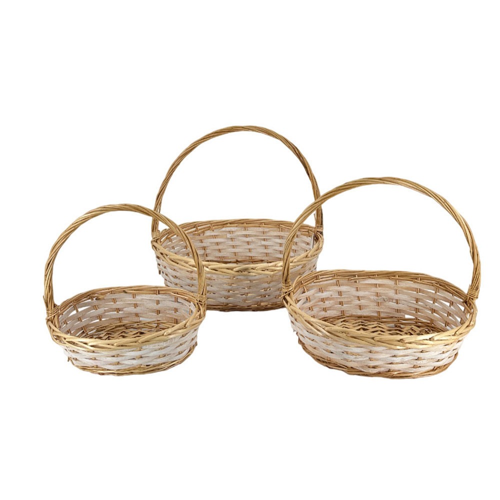 Корзина плетеная (ива), 29x20xH9/28 см - 41x33xH13/38 см, набор (3 шт) Белый