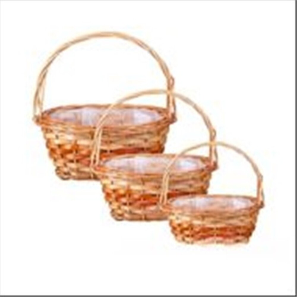 Корзина плетеная (ива), 33x26xH14/32 см - 22x17xH10/22 см, набор (3 шт) Натуральный