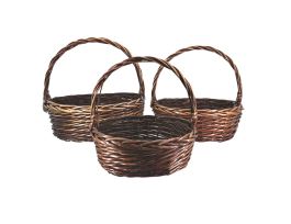 Корзина плетеная (ива), 46x38xH16/42 см - 33x27xH12/32 см, набор (3 шт) Коричневый