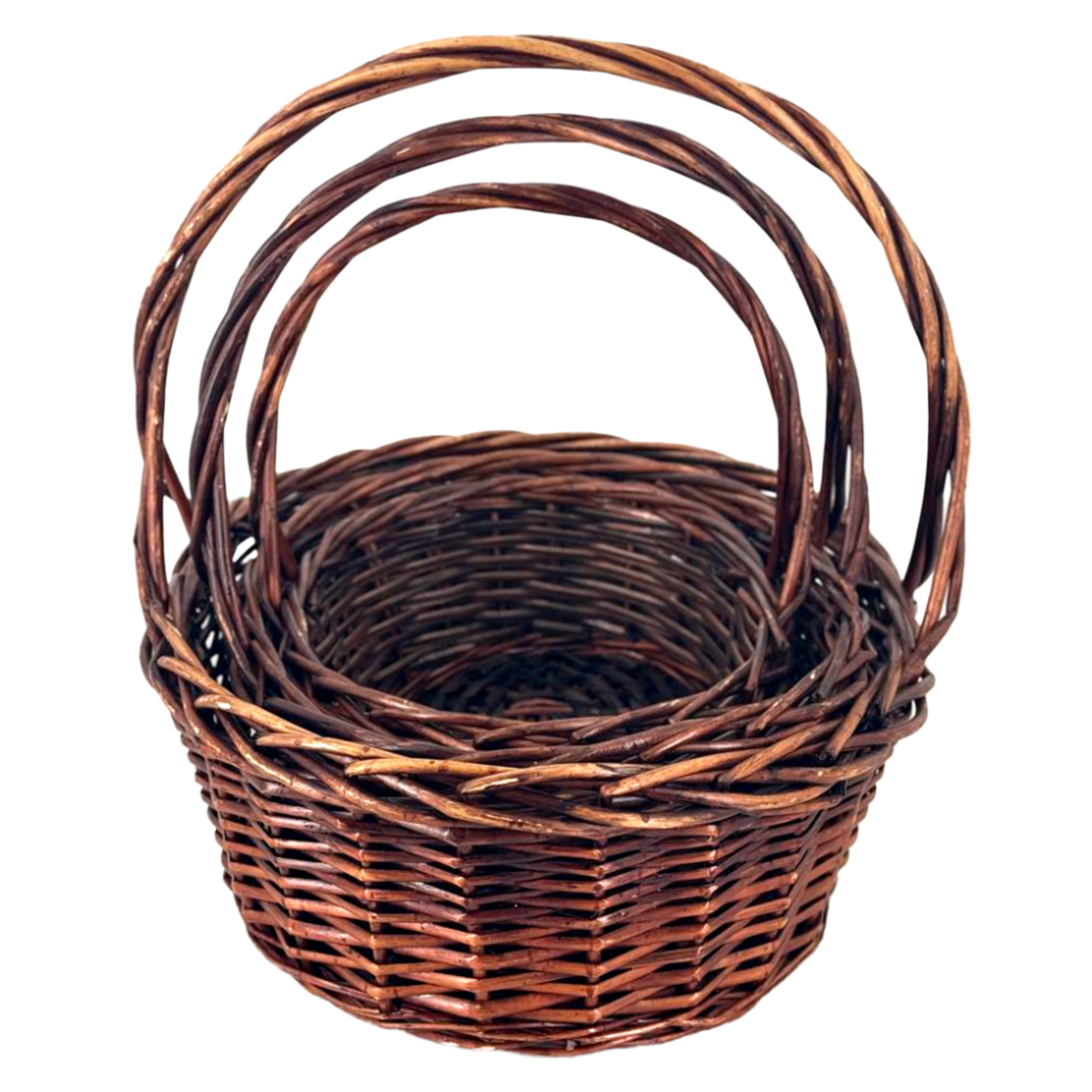 Корзина плетеная (ива), 44х36хH15/39 см, 38х30хH13/34 см, 32х24хH11/29 см, набор (3 шт) Коричневый