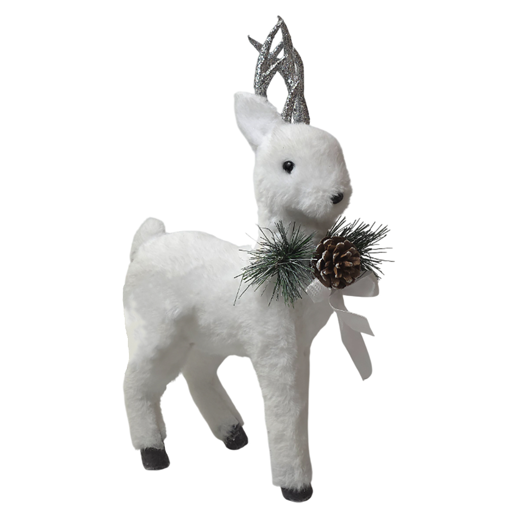 Фигура "Олень" (искусственный мех), 20х17хН36 см Белый