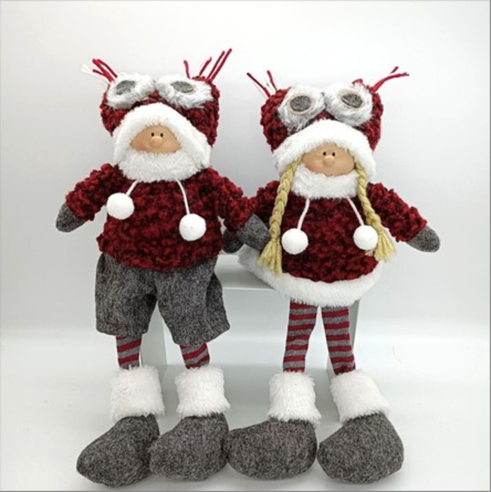 Фигура "Девочка, мальчик" (ткань), 16х10хН48 см, в асс. Красный-серый