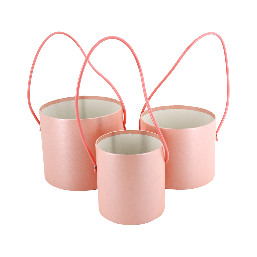 Коробка шляпная, D16xH14 см - D12xH12 см, набор (3 шт), без крышки Светло-розовый