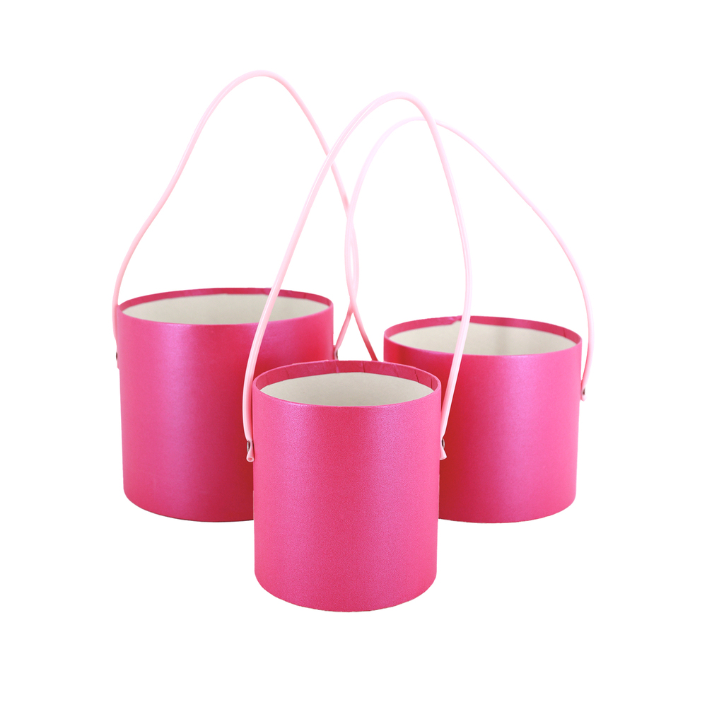 Коробка шляпная, D16xH14 см - D12xH12 см, набор (3 шт), без крышки Фуксия