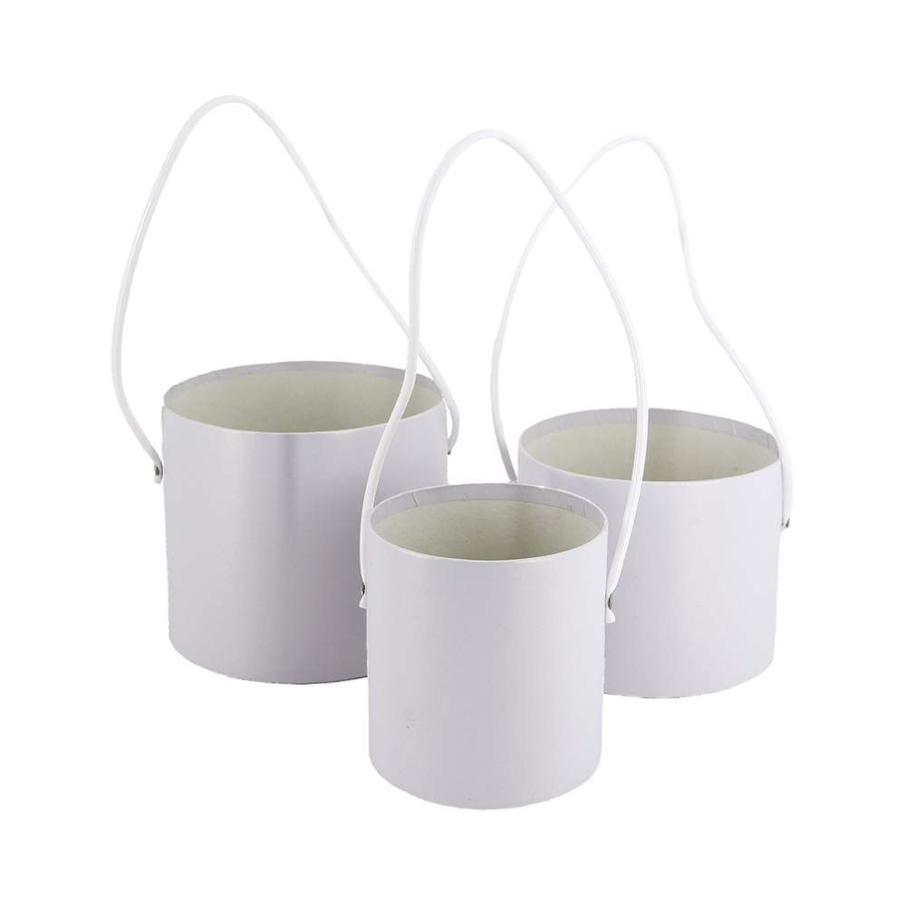 Коробка шляпная, D16xH14 см - D12xH12 см, набор (3 шт), без крышки Белый