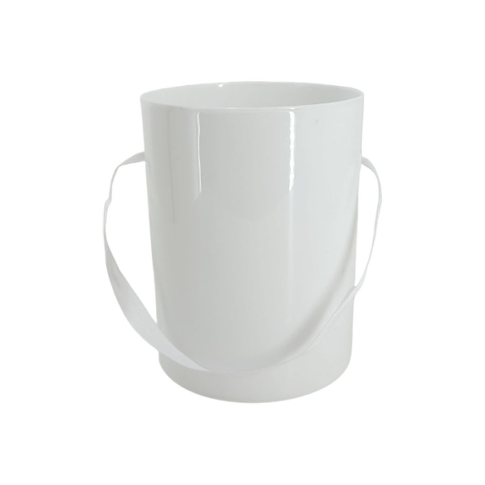 Коробка-кашпо (пластик), D11xH14 см, с ручкой Белый