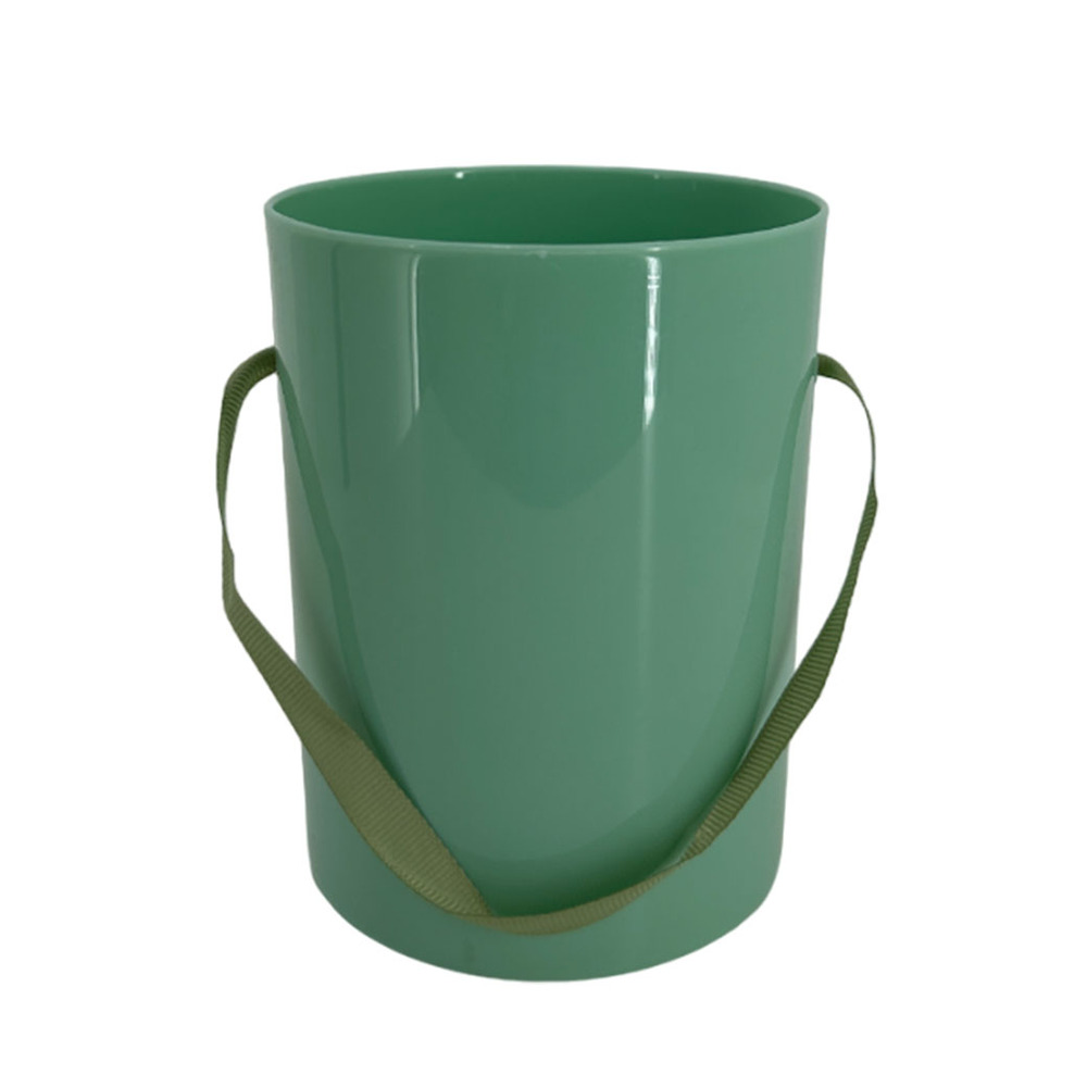 Коробка-кашпо (пластик), D11xH14 см, с ручкой Мятный