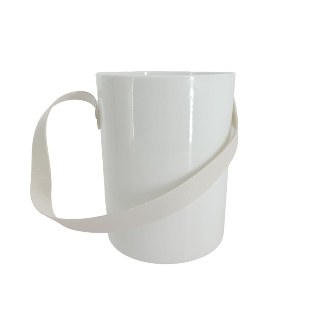 Коробка-кашпо (пластик), D11xH14 см, с ручкой Белый