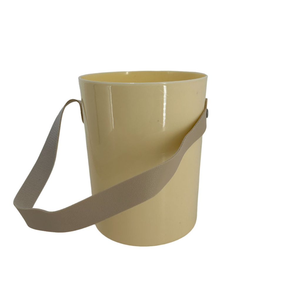Коробка-кашпо (пластик), D11xH14 см, с ручкой Бежевый