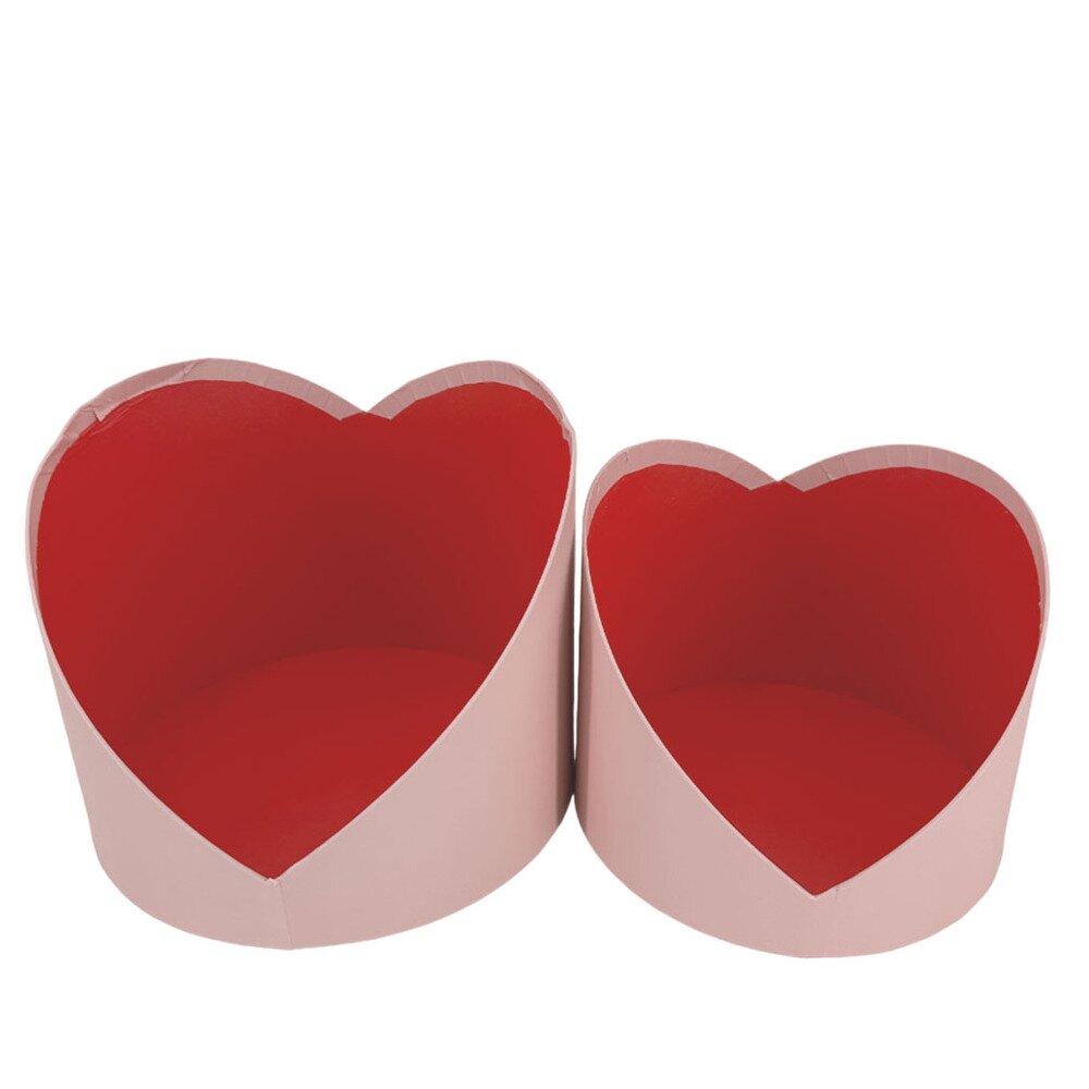 Коробка-кашпо "Сердце", D20xH16 см, D17xH13 см, набор (2 шт) Розовый