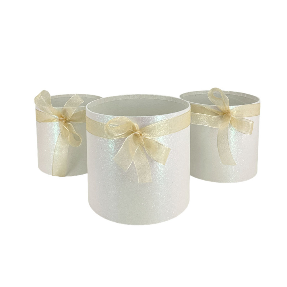 Коробка шляпная, D18хH17 см, D15хH14,5 см, D13хH12 см, набор (3 шт), без крышки Белый