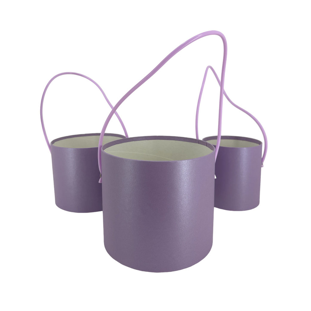 Коробка шляпная, D16xH14 см - D12xH12 см, набор (3 шт), без крышки Фиолетовый