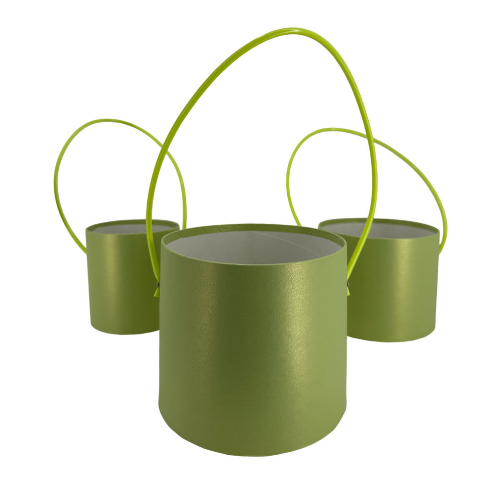 Коробка шляпная, D16xH14 см - D12xH12 см, набор (3 шт), без крышки Салатовый