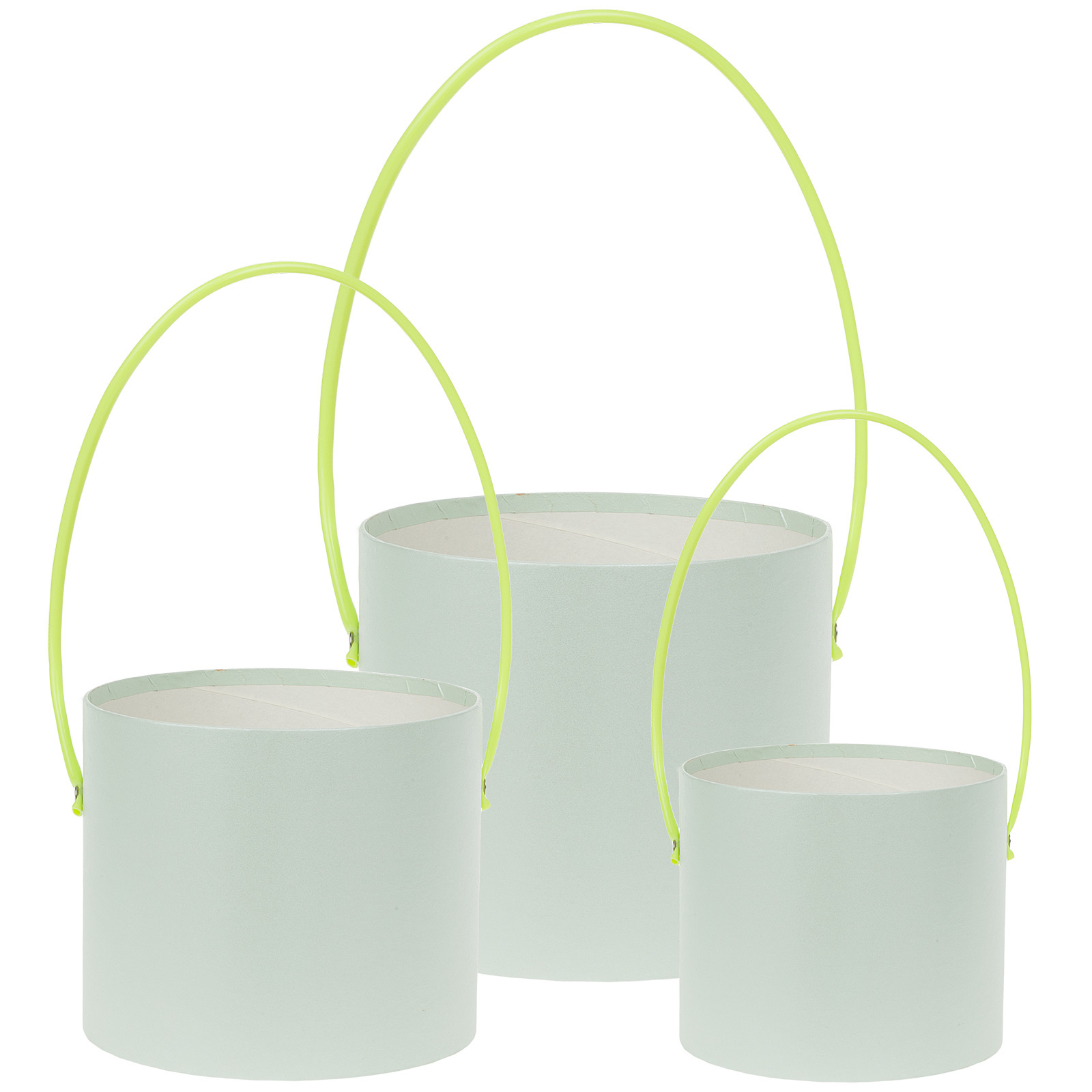 Коробка шляпная, D16xH14 см - D12xH12 см, набор (3 шт), без крышки Светло-зеленый