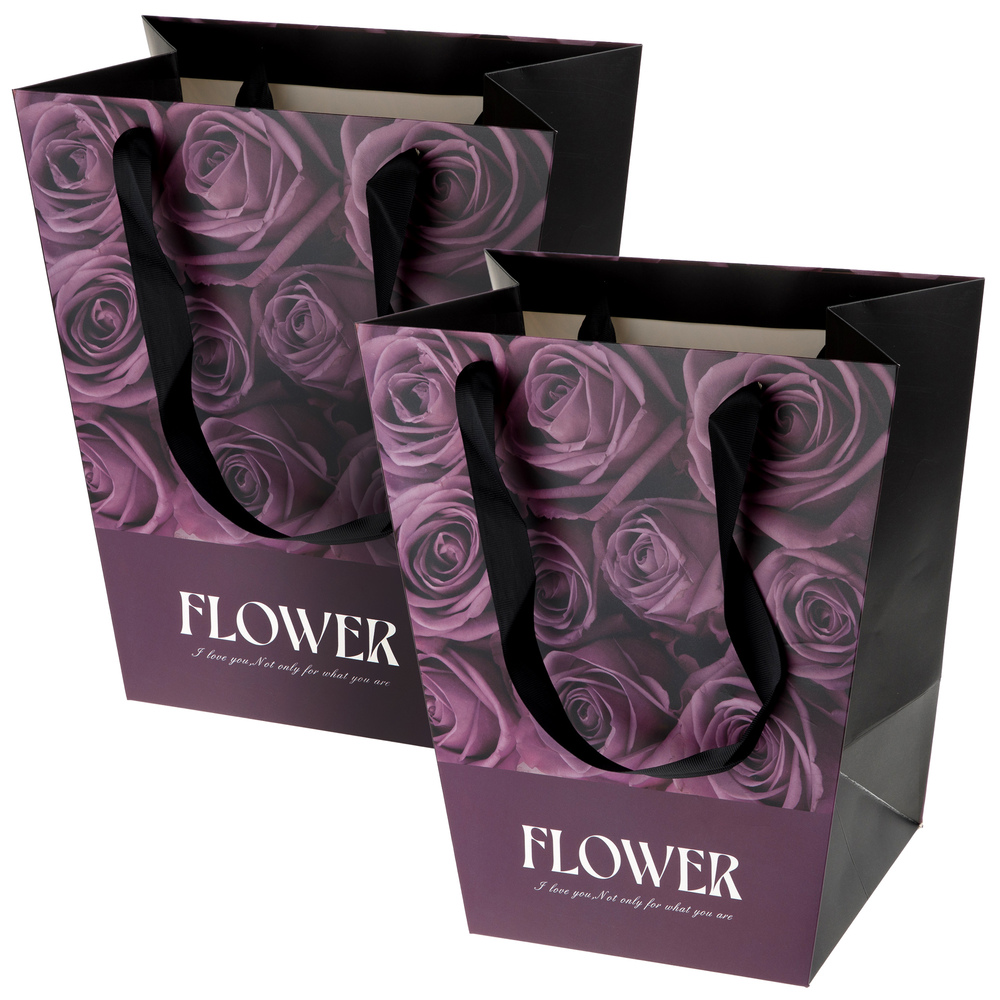 Сумка подарочная "Flower", 30x20xH34 см, набор (2 шт) Фиолетовый