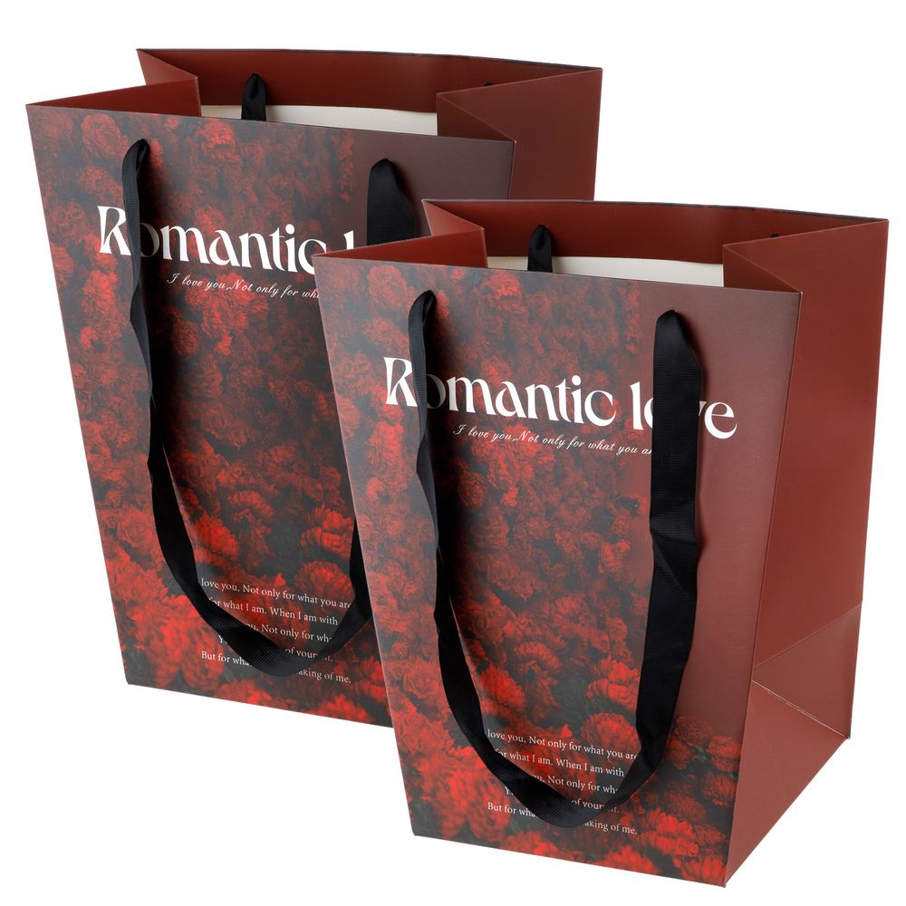Сумка подарочная "Romantic love", 30x20xH34 см, набор (2 шт) Бордовый