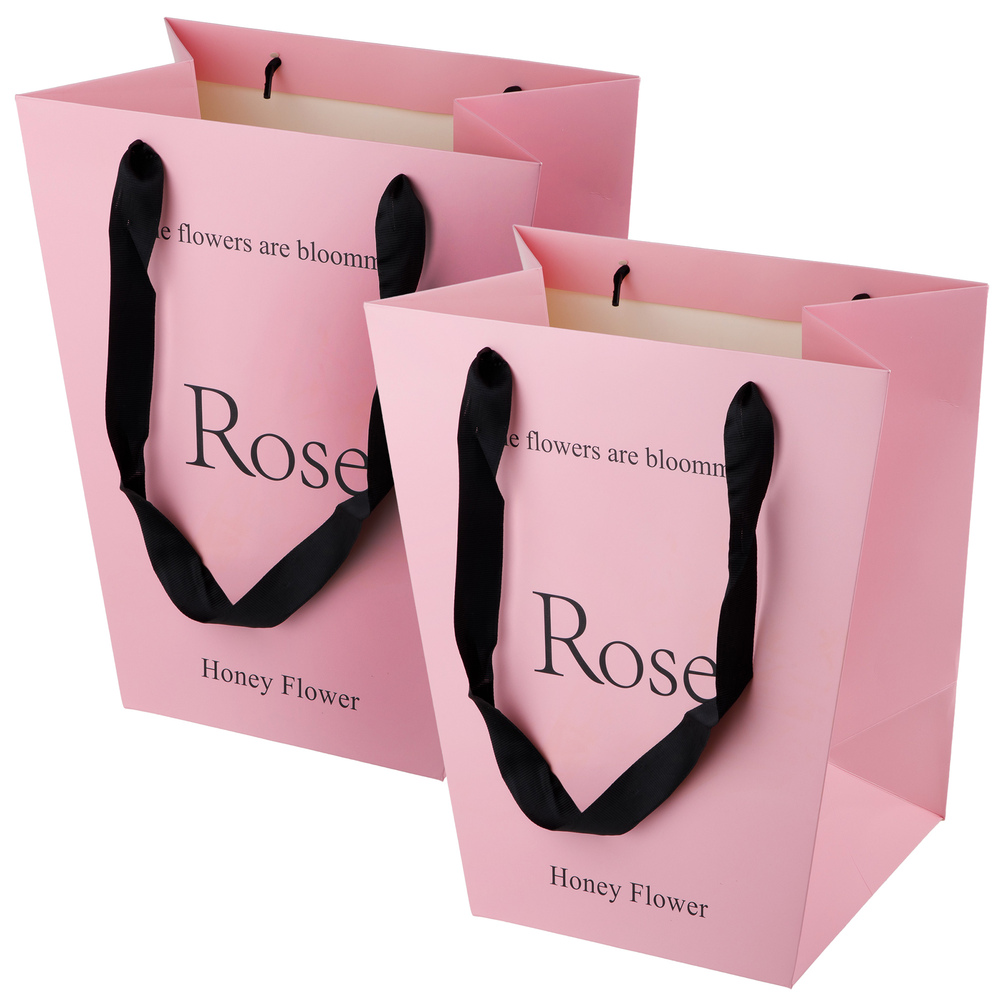 Сумка подарочная "Roses" (картон), 30x20xH24 см, набор (2 шт) Розовый