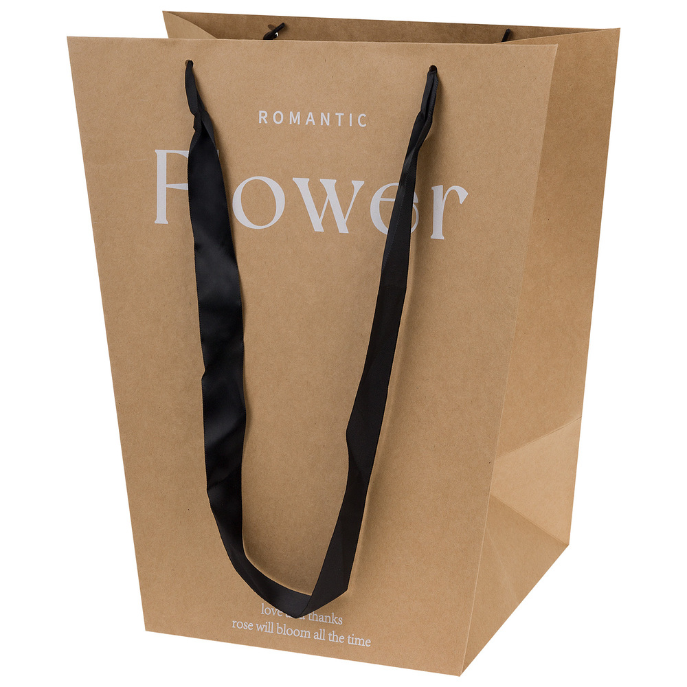 Сумка подарочная "Flower" (картон), 30x20xH35 см, набор (2 шт) Натуральный