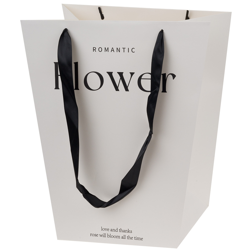 Сумка подарочная "Flower" (картон), 30x20xH35 см, набор (2 шт) Белый