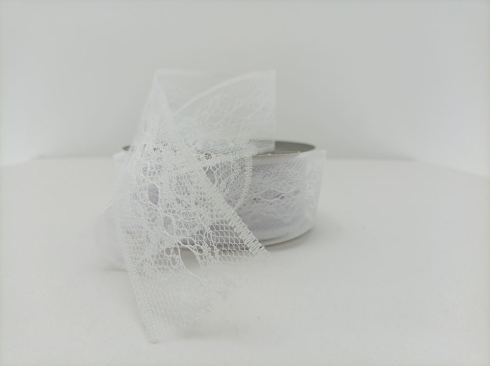 Лента декоративная "Кружево", 40 ммx25 ярд Белый