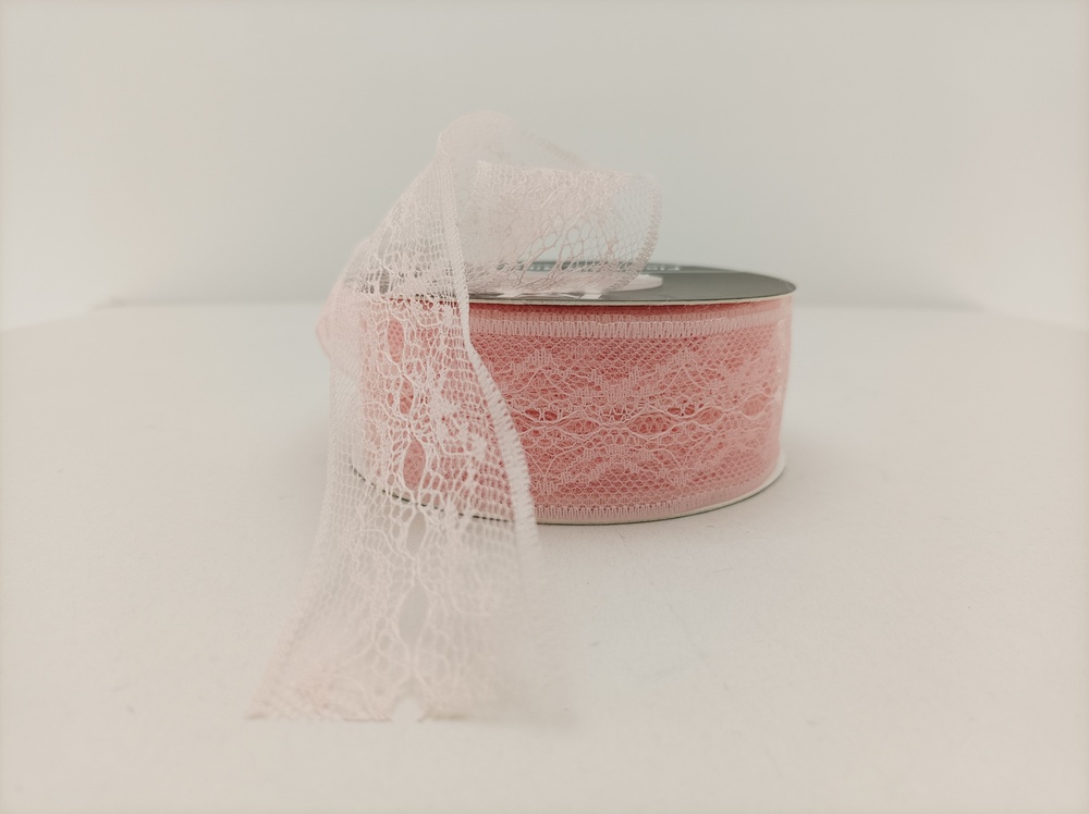 Лента декоративная "Кружево", 40 ммx25 ярд Персиковый