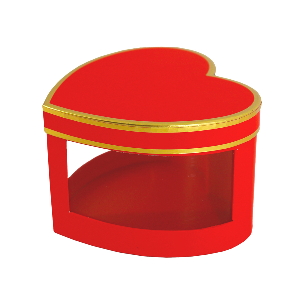 Коробка подарочная "Сердце", 15x14xH10 см, с окном Красный