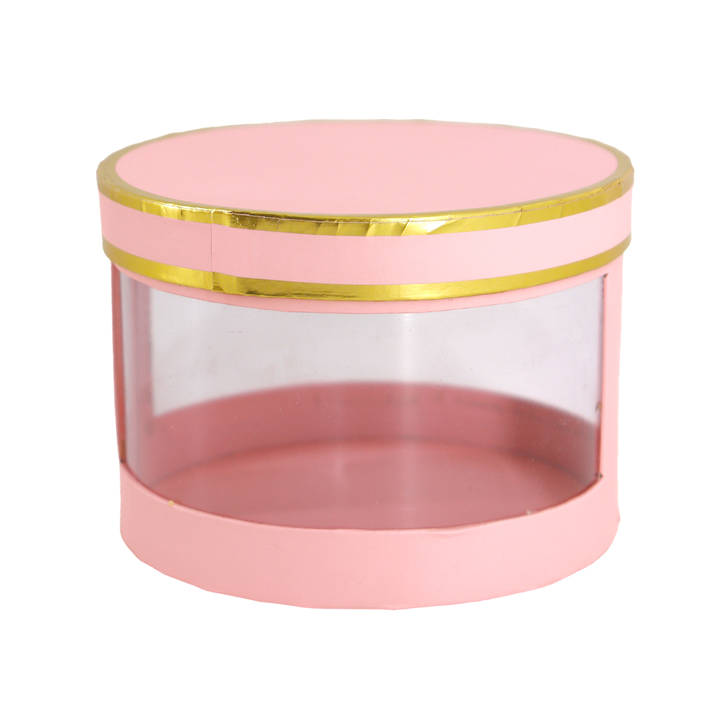 Коробка подарочная, D15xH10 см, с окном Розовый