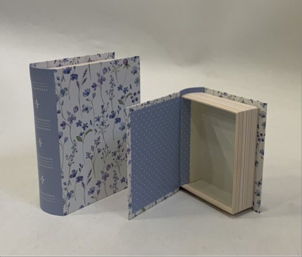 Коробка подарочная "Книжка/Цветы", 15x12xH4,5 см, 11,5x9xH3,5 см, набор (2шт) Синий
