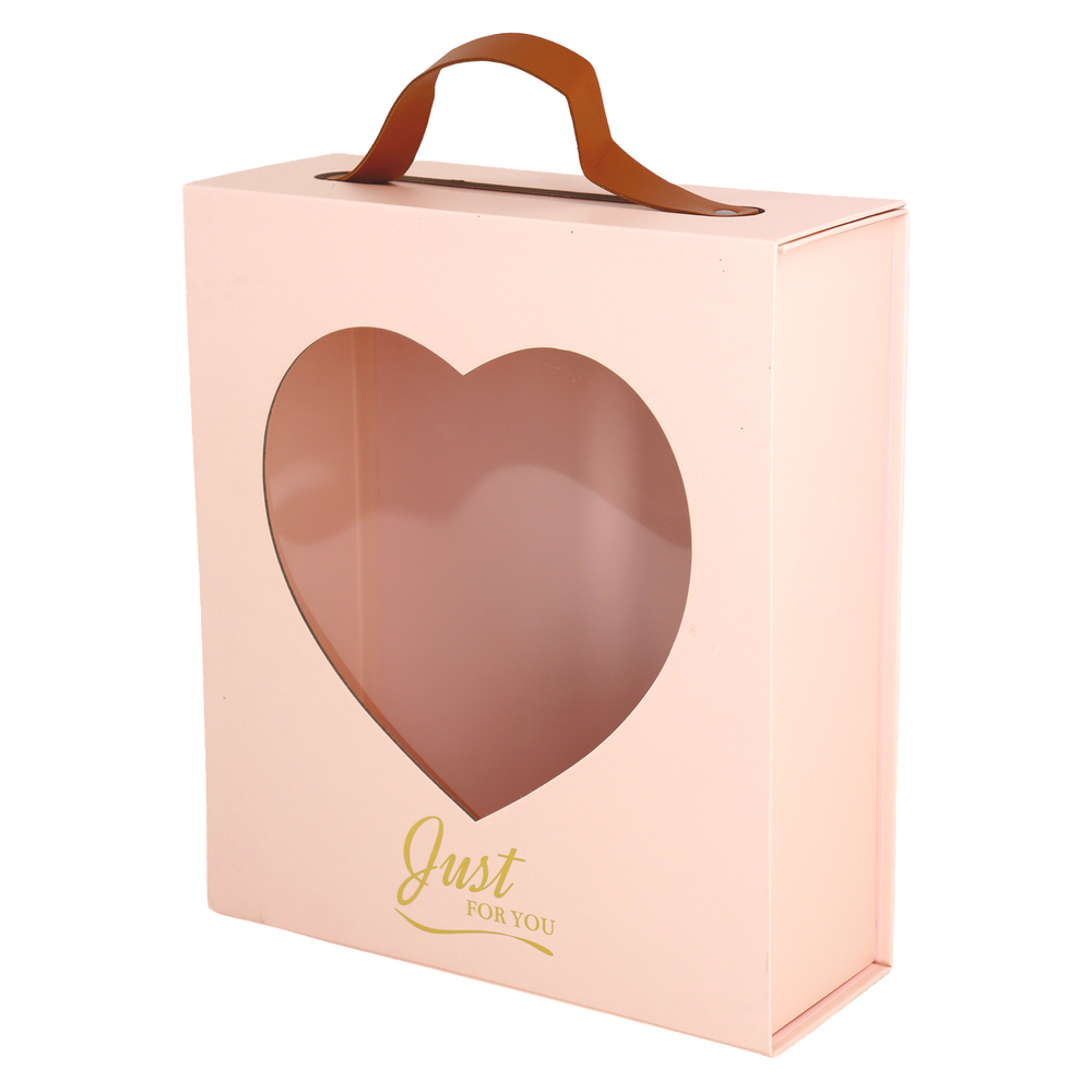 Коробка подарочная, 25x9,5xH29 см, с окном Розовый