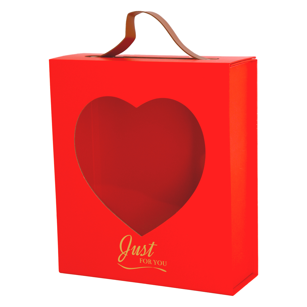 Коробка подарочная, 25x9,5xH29 см, с окном Красный