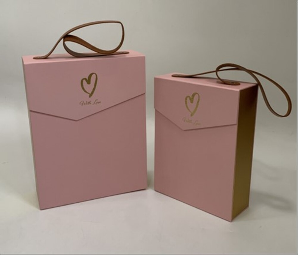 Коробка подарочная "Конверт", 28х21,5хH9 см, 23х17,5хH7 см, с ручкой, набор (2 шт) Розовый