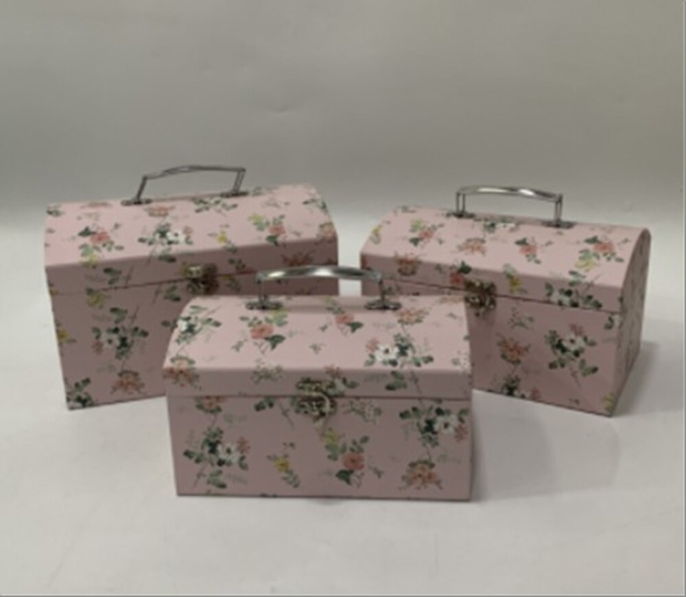 Коробка подарочная "Чемодан/Цветы", 26x18,5хH16,5 см, 24х16х14,5 см, 22х14х12,5 см, набор (3 шт) Роз
