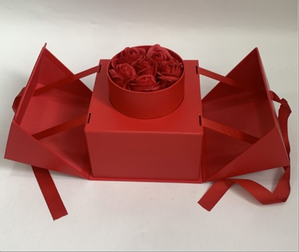 Коробка подарочная, 20x20xH15 см, с бантом Красный