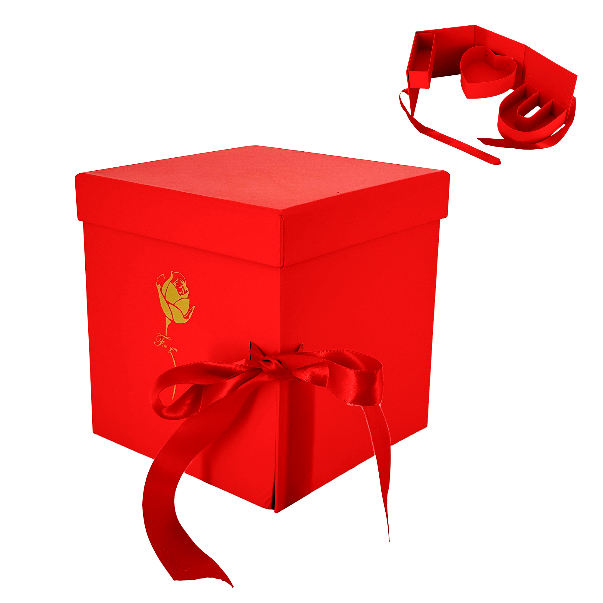 Коробка подарочная, "Надпись" 18,5x18,5xH19 см Красный