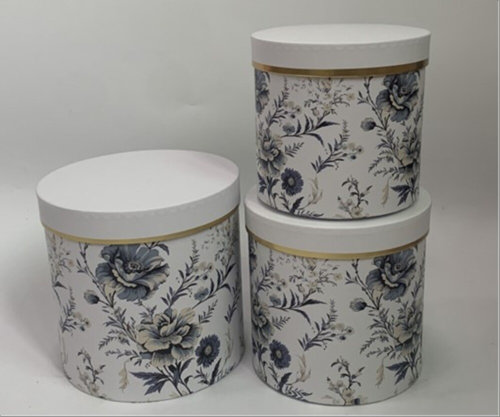 Коробка подарочная, D19,5xH19 см, D17,5xH17 см, D15,5xH15 см, набор (3 шт) Белый