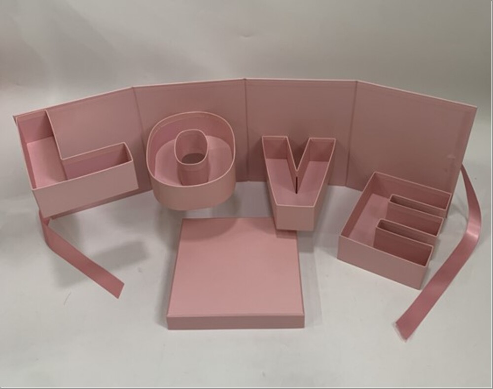 Коробка подарочная, "Надпись" 20x20xH24 см Розовый