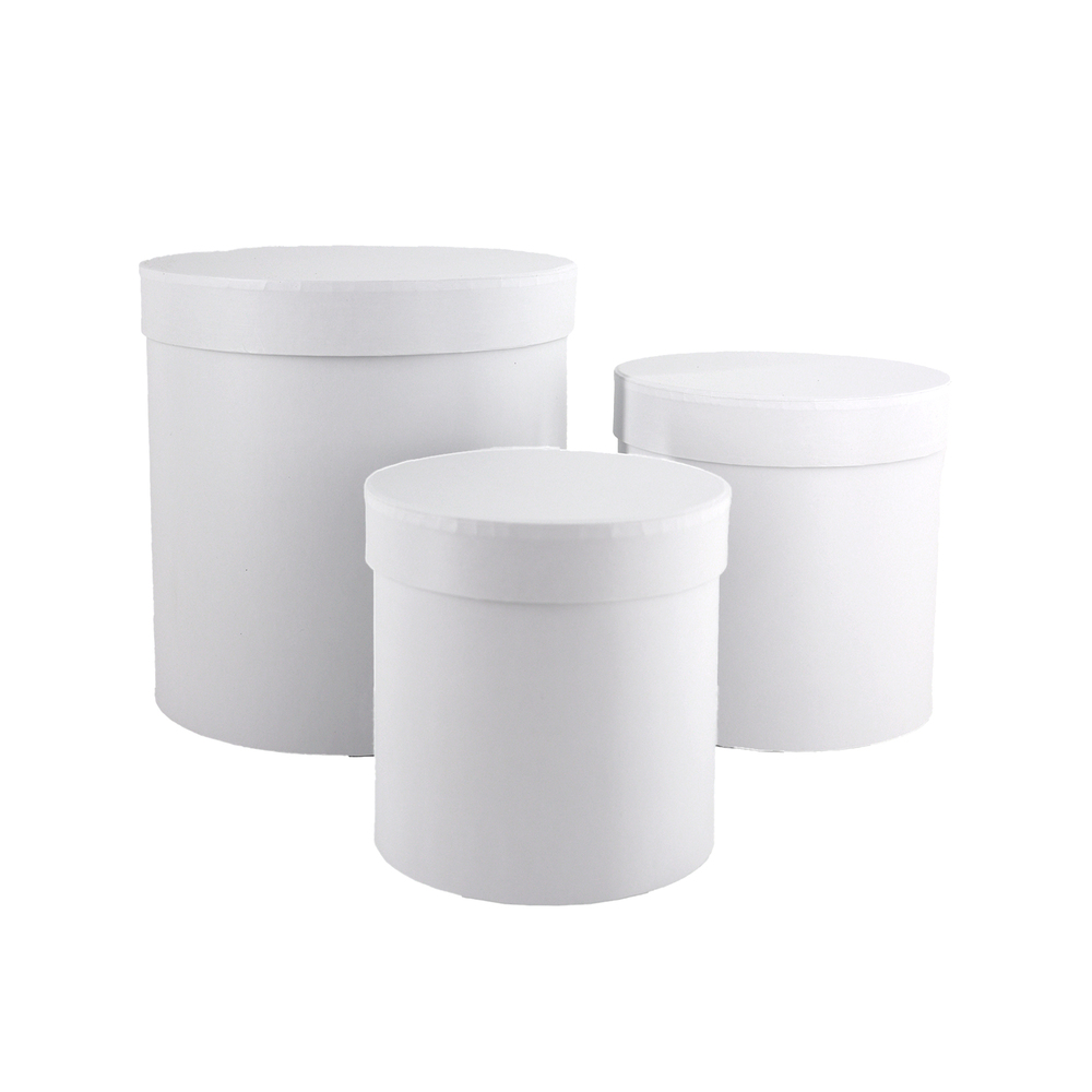 Коробка шляпная, D21xH21 см - D14xH14 см, набор (3 шт) Белый