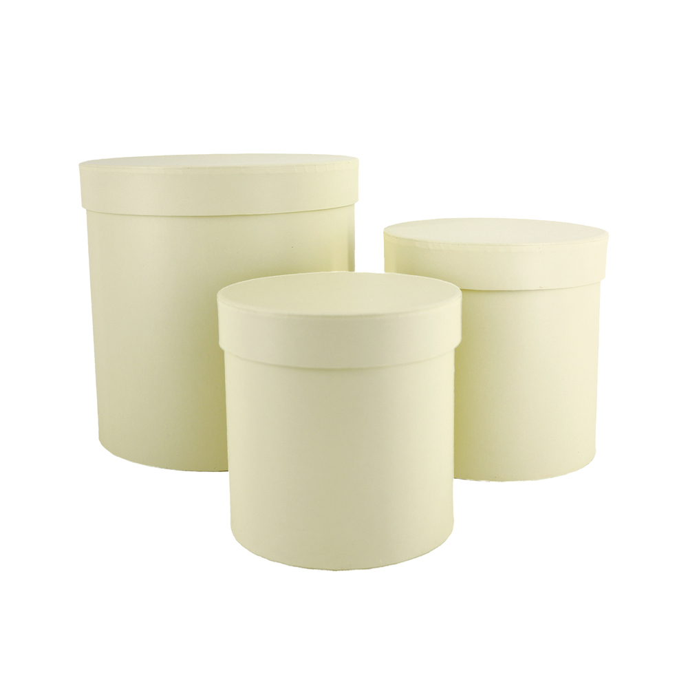 Коробка шляпная, D21xH21 см - D14xH14 см, набор (3 шт) Кремовый