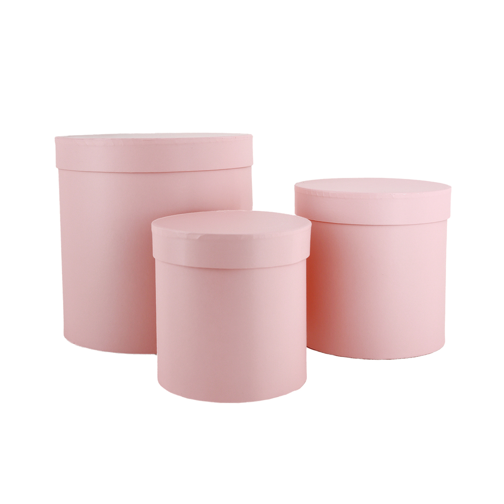 Коробка шляпная, D21xH21 см - D14xH14 см, набор (3 шт) Светло-розовый