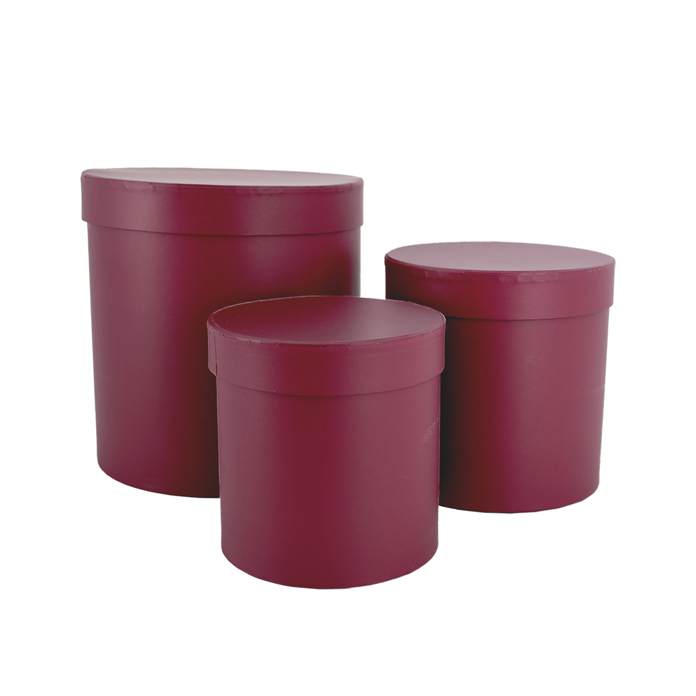 Коробка шляпная, D21xH21 см - D14xH14 см, набор (3 шт) Темно-фиолетовый