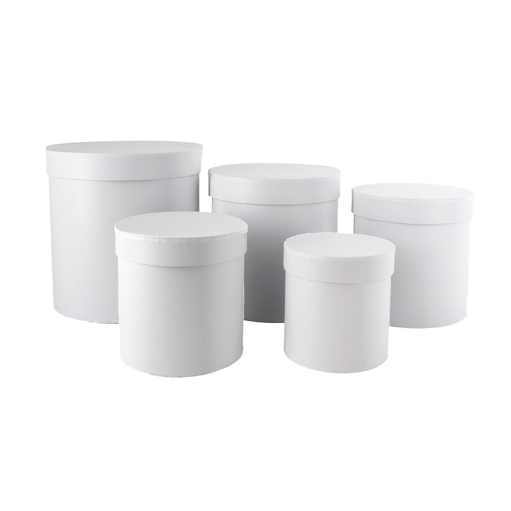 Коробка шляпная, D21xH21 см - D12xH12 см, набор (5 шт) Белый