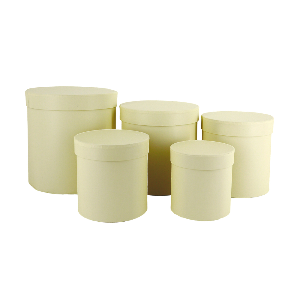 Коробка шляпная, D21xH21 см - D12xH12 см, набор (5 шт) Кремовый