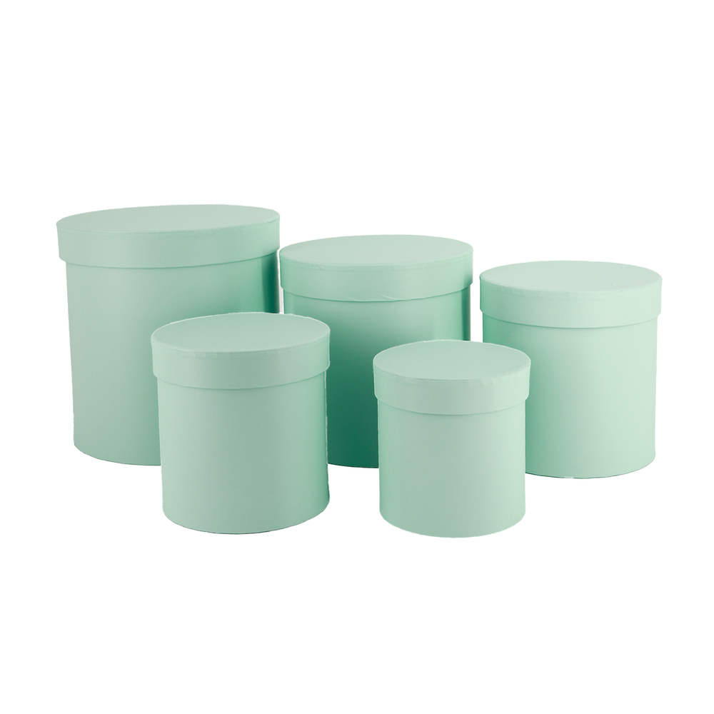 Коробка шляпная, D21xH21 см - D12xH12 см, набор (5 шт) Светло-зеленый