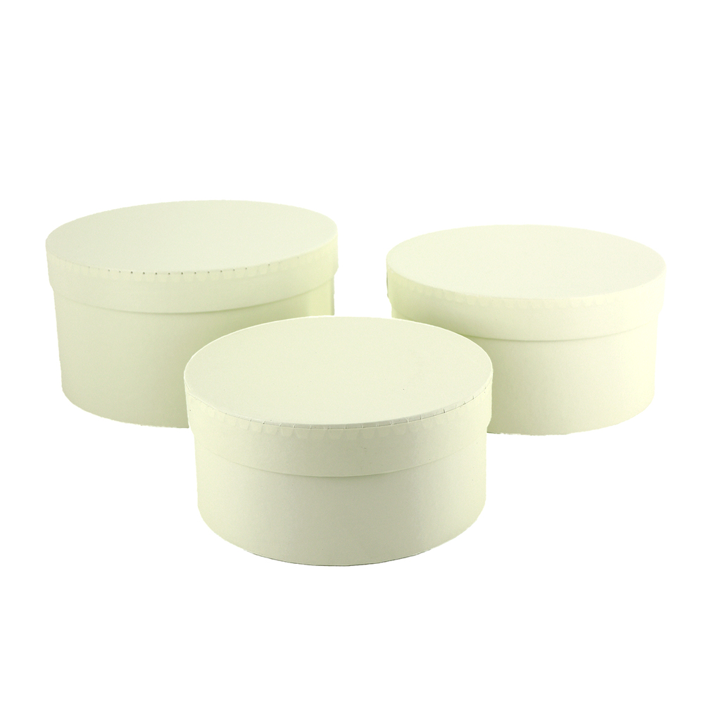 Коробка шляпная, D21xH12 см, D20xH10 см, D18xH8 см, набор (3 шт), с крышкой