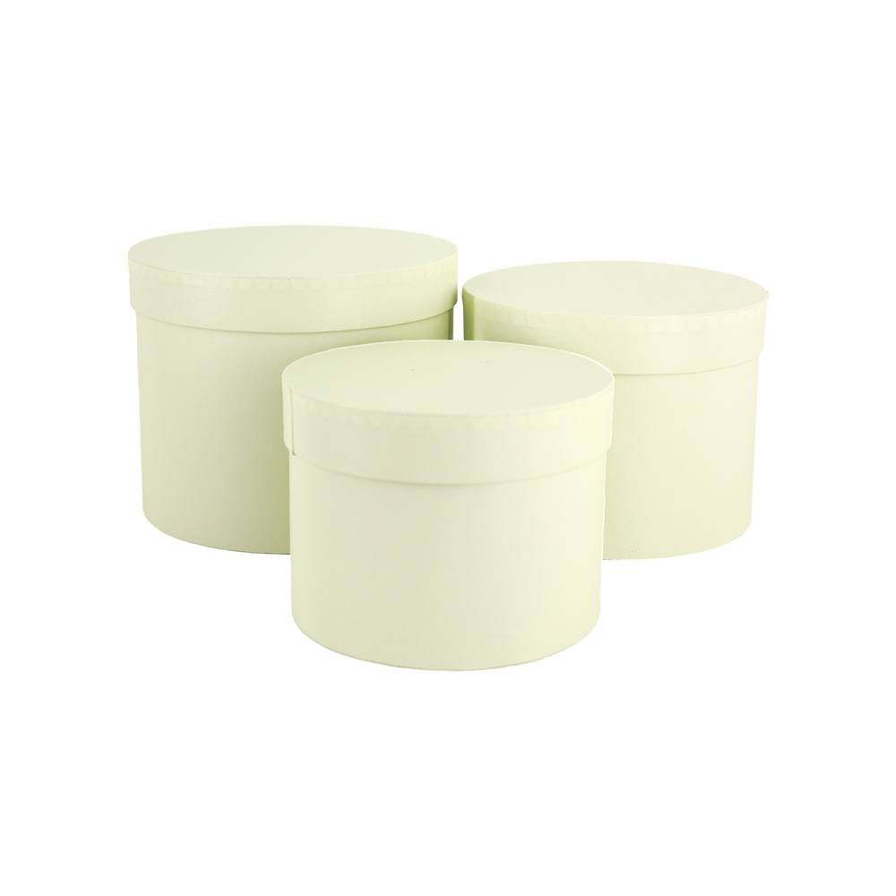 Коробка шляпная, D18,5xH15 см, D16xH13 см, D14xH11,5 см, набор (3 шт), с крышкой