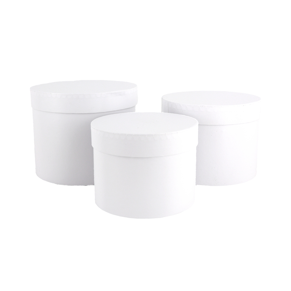 Коробка шляпная, D18,5xH15 см - D14xH11,5 см, набор (3 шт) Белый