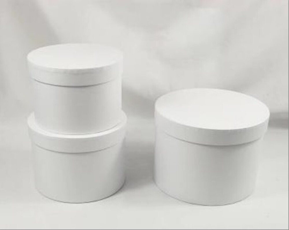 Коробка шляпная, D23xH19,5 см - D16xH15 см, набор (3 шт) Белый