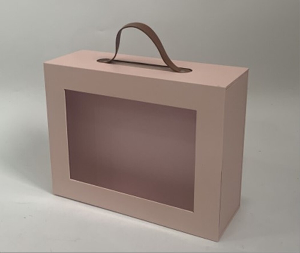 Коробка подарочная, 28х22хH10 см, с окном Розовый