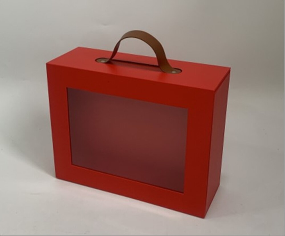 Коробка подарочная, 28х22хH10 см, с окном Красный